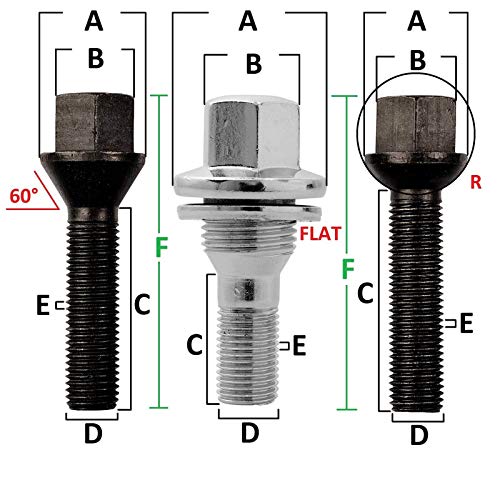 20 tornillos de rueda M12x1,5x40 para llantas MB - llantas DB I tornillos de rueda esféricos I Made in Europe I SW 17mm