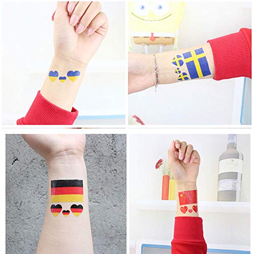 20pcs / Lot Etiqueta engomada del tatuaje de la bandera nacional mundial en la cara o el brazo Ambiental Impermeable Desechable EE. UU. España Alemania Copa de Europa-Chile