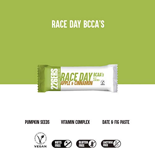 226ERS RDB | Endurance & Energy Bars, Barritas Energéticas para Mayor Resistencia con BCAA's 8:1:1 y Barras Veganas, Multivitaminas, Manzana y Canela - 6 barras x 40 g