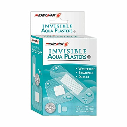 24 de la aguamarina ULTRA impermeable MASTERPLAST duraderas de transparente para tiritas para punto de cruz para niños con accesorios para mejorar la