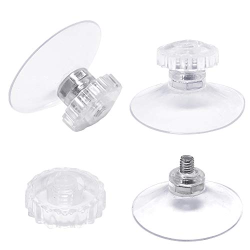 30 Ventosas Redondas de plástico de Transparente 45 mm con Tuerca moleteada para puertas de baño, Chupones Ventosas Aislantes Termicos, Ventosas para Cristales