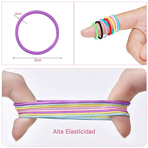 300 Piezas Gomas de Pelo, VEGCOO Elástica Mini Bandas de Pelo Lazos de Pelo Multicolor Accesorios para el Cabello para Niña Bebé (B)