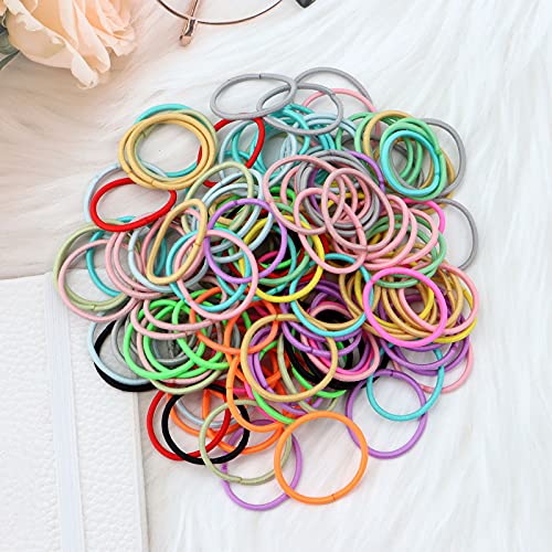 300 Piezas Gomas de Pelo, VEGCOO Elástica Mini Bandas de Pelo Lazos de Pelo Multicolor Accesorios para el Cabello para Niña Bebé (B)