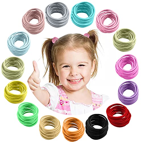 300 Piezas Gomas de Pelo, VEGCOO Elástica Mini Bandas de Pelo Lazos de Pelo Multicolor Accesorios para el Cabello para Niña Bebé (B)