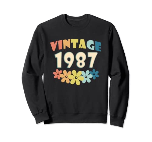 35 Años Cumpleaños Mujer Regalo 1987 Vintage Flor Sudadera