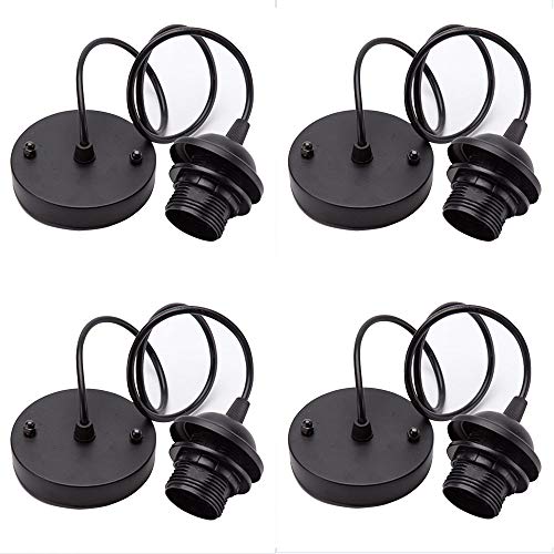 4 Pieces Rose Light Pendant Accessories Retro Modern Light Stand with 100mm Cable for Hanging Flexible Ceiling Chandeen Accessories （Black）