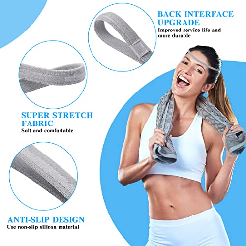 4 Piezas Cinta Elastica Pelo Deporte, FUKPO Grueso Antideslizante Diadema Deportiva Hombre Mujer, Elásticas Bandas Pelo para Correr Yoga Tenis de Futbol(Negro, Blanco, Gris, Azul)