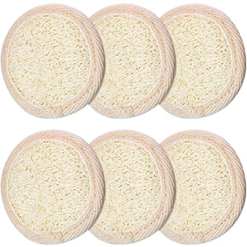 6 Almohadillas de Lufa Exfoliante Depurador Corporal Facial Almohadilla de Esponja de Lufa Redonda de Ducha Baño Cepillo de Esponja de Lufa de Limpieza Cerca de Piel Esponja de Baño