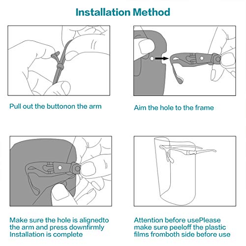 (6 monturas de gafas y 12 viseras para el sol) visera de protección facial transparente, que puede proteger los ojos de la saliva, el humo aceitoso, las actividades diarias y el trabajo.