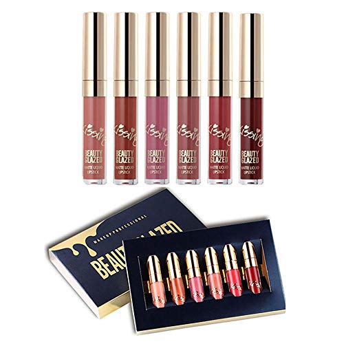 6 unids lápiz labial líquido mate set impermeable brillo larga duración versión cumpleaños maquillaje Labiales color el mundo labios palillos para maquillaje ventiladores