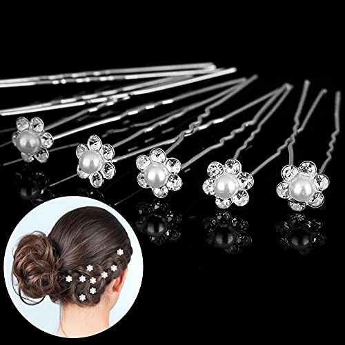 70 Piezas Horquillas Pelo Mujer, Taumie Tocados de Novia Accesorios, Horquillas de Novia, Pinzas para el Cabello en Forma de U, Juego de Horquillas para el Pelo de Cristal, para la Boda, Fiesta