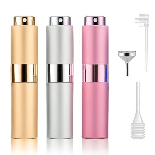 8ML Atomizador de Perfume Pulverizador, Taumie 3 Pcs Atomizador Perfume, Spray de Perfume Portátil, Bomba Recargable Perfume Spray Frasco, Botella Vacío Pulverizador Viaje, con Embudo