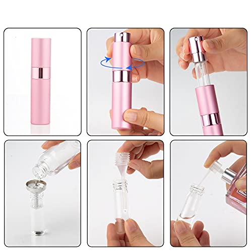 8ML Atomizador de Perfume Pulverizador, Taumie 3 Pcs Atomizador Perfume, Spray de Perfume Portátil, Bomba Recargable Perfume Spray Frasco, Botella Vacío Pulverizador Viaje, con Embudo