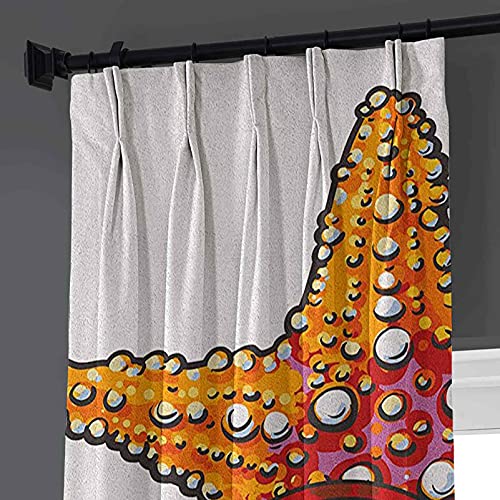 90% cortinas opacas con estrellas de mar, estrellas de mar y gafas de sol redondas de verano tropicales vacaciones temáticas de bosquejo, cortinas plisadas para dormitorio, sala de estar, 200 cm de an