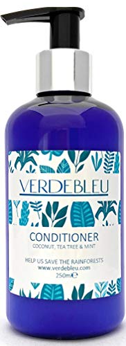 99% Natural ACONDICIONADOR CABELLO GRASO - COCO, ÁRBOL DE TÉ Y MENTA - 250ml de VERDEBLEU. Sin Sulfatos, Sin Parabenos. pH 5.5. Donamos el 5% de Ganancias para Ayudar a Salvar los Bosques Lluviosos.