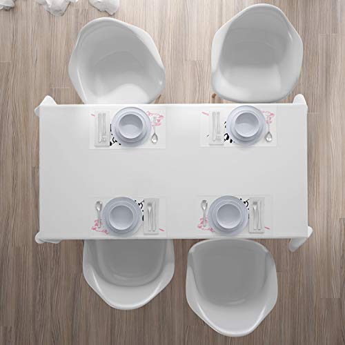 ABAKUHAUS Decir Amore Salvamantel Set de 4 Unidades, Amore Mio con la Flor, Material Lavable Estampado Decoración de Mesa Cocina, Rosa pálido Gris carbón