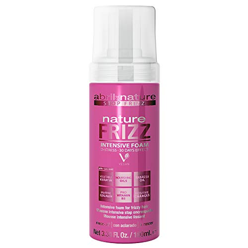 abril et nature - Nature Frizz Intensive Foam - Mascarilla para Pelo Hidratante - 100 ml - Tratamiento Capilar con Queratina Textura Mousse - Producto Vegano - Antiencrespamiento de Cabello