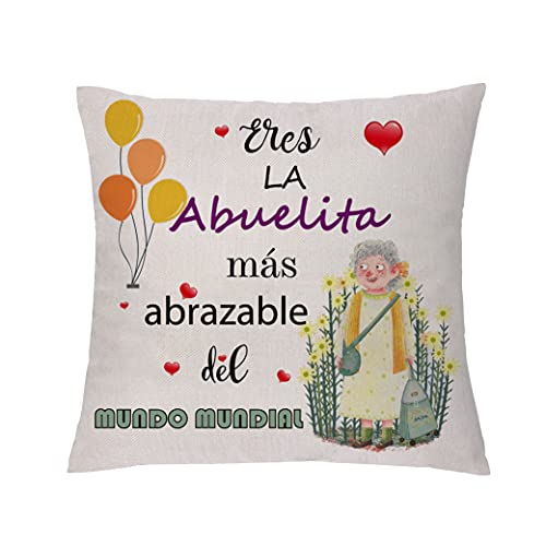 Abuela Funda de cojín Regalo de cumpleaños Funda de Almohada Acción de Gracias Navidad Día de la Madre Regalo Decoración del hogar Presente Eres LA Abuelita más abrazable del Mundo Mundial (Tipo 1)