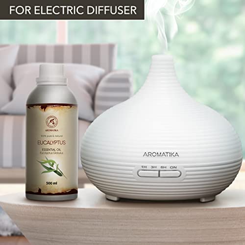 Aceite Esencial de Eucalipto 500ml - Eucaliptus Globulus - Aceites Esenciales de Aromaterapia - Aceite de Eucalipto 100% Puro para - Inhalación - Difusores y Velas Caseras - Sauna - Baño de Vapor