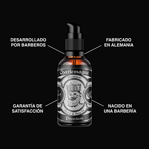 Aceite para la barba Charlemagne - Aceite Barba hombres 100% Vegano - 30ml fragancia a tabaco y vainilla - Cuidado de la barba - aceite para barba hombres