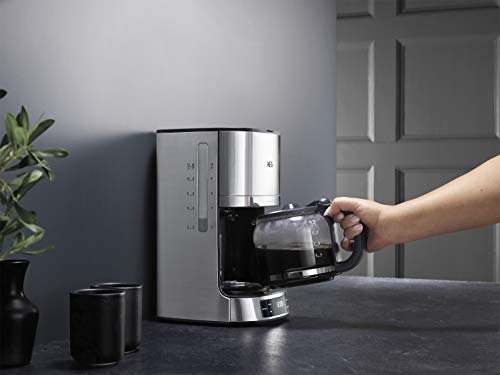 AEG Cafetera KF 7700 / temporizador programable / pantalla LCD / función aroma / llenado fácil / pantalla de nivel de agua y dosificación de café / 1.375 l / acero inoxidable cepillado