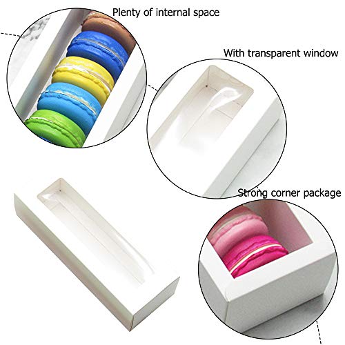 afdg Caja de Macarrones,12 Piezas Caja de Galletas con Ventana, Caja de Embalaje de Pastelería para Galletas, Dulces, Panes Pequeños, Rosquillas (Blanco)