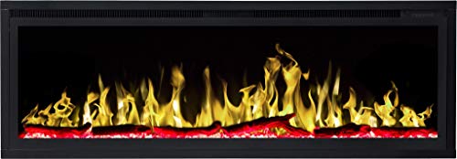 AFLAMO ROYAL Chimenea eléctrica, (750 W o 1500 W), simulación de fuego LED, profundidad de solo 15 cm (126 x 43 x 15)