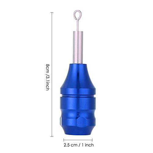 Agarre del Tatuaje, El cartucho de tatuaje de aleación de aluminio de 25 mm con empuñadura estriada, la máquina de tatuaje para los suministros de tatuaje Body Art Tools-3 colores (blue)