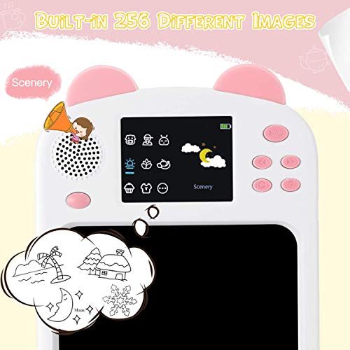 AGPTEK 8.5 Pulgadas Tableta de Escritura LCD con Pantalla Electrónica, Portátil Tableta de Dibujo con Imágenes Incorporadas, Admite Lectura de Voz, Apreder a Leer para Niños, Bebe, Rosa