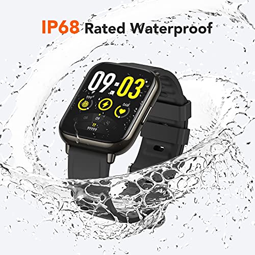 AGPTEK Reloj Inteligente, 1.69'' Smartwatch Deportivo Impermeable IP68 con SpO2 Oxígeno en Sangre Monitor de Frecuencia Cardíaca, Sueño Podómetro y Calorías para Hombre y Mujer, Negro