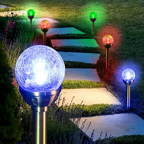 Aigostar - 6 x Luces Solares Jardín， resistente al agua， encendido y apagado automático， IP44. Lamparas solares Jardín Recomendado para jardines o terrenos blandos donde colocarlo