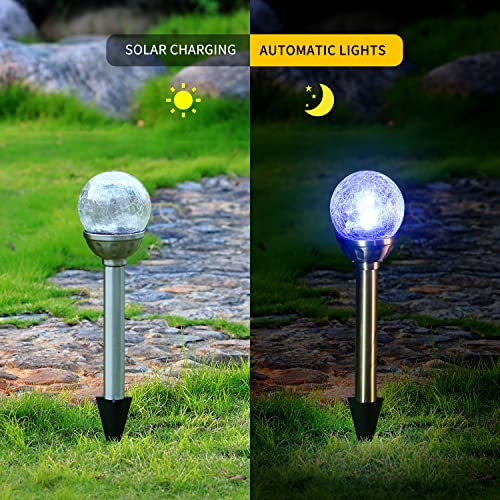 Aigostar - 6 x Luces Solares Jardín， resistente al agua， encendido y apagado automático， IP44. Lamparas solares Jardín Recomendado para jardines o terrenos blandos donde colocarlo