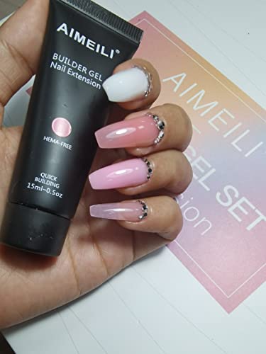 AIMEILI Kit Gel de Extensión de Uñas, Kit Uñas de Gel Completo Builder Gel Nail Extensión Esmaltes Semipermanentes Gel Construcción Rápida Molde Finger 6 Colores con Uñas Postizas/Cepillo Kit1