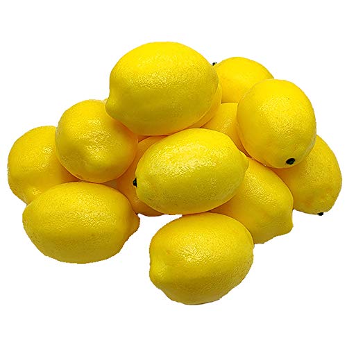 Aisamco 15 Piezas de Limones Artificiales de 10 cm x 7 cm de Frutas sintéticas, Limones Amarillos Artificiales, Espuma de limón para el hogar, Cocina, Guirnalda de Frutas, decoración