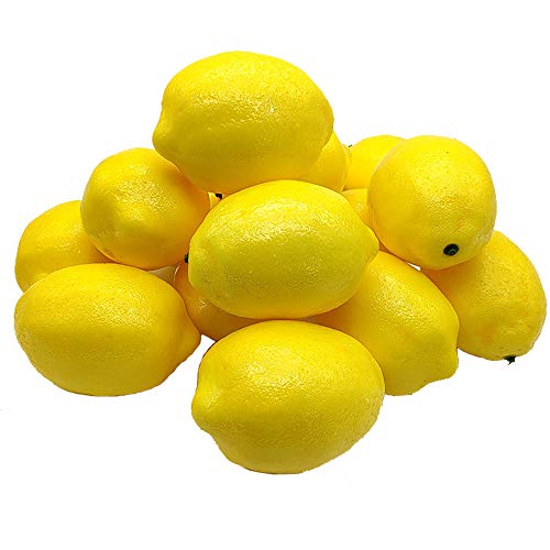 Aisamco 15 Piezas de Limones Artificiales de 10 cm x 7 cm de Frutas sintéticas, Limones Amarillos Artificiales, Espuma de limón para el hogar, Cocina, Guirnalda de Frutas, decoración