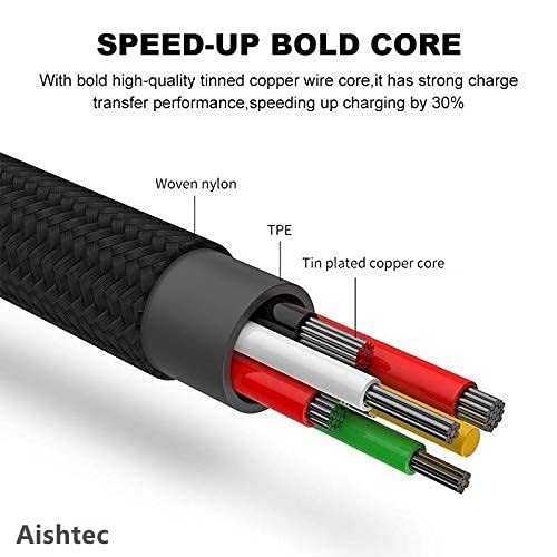 Aishtec 3 en 1 Cable USB Carga Retráctil, Multi Cargador Universal Carga Rápida Compatible con iOS/Tipo C/Micro USB Apoyo TUTTI Telefoni, Cellulari, Tablet, PC, Laptop - 4Ft/1.2 Meters (Negro)