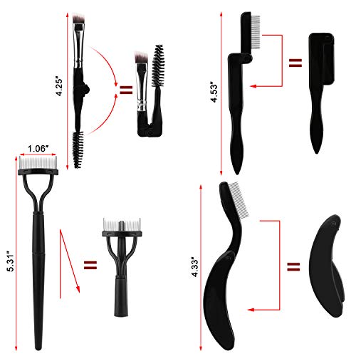 Akwox 4 piezas El kit de cepillo de pestañas de Eyebrow Brush, peine de cejas, cepillo de metal separador de pestañas para la herramienta de maquillaje de belleza, Eyelash Comb Curlers Rímel Aplicador