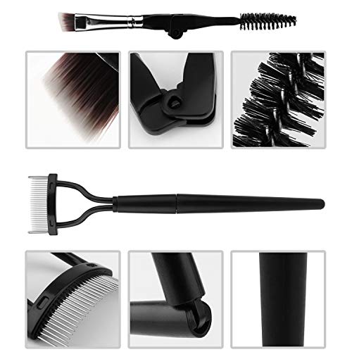 Akwox 4 piezas El kit de cepillo de pestañas de Eyebrow Brush, peine de cejas, cepillo de metal separador de pestañas para la herramienta de maquillaje de belleza, Eyelash Comb Curlers Rímel Aplicador