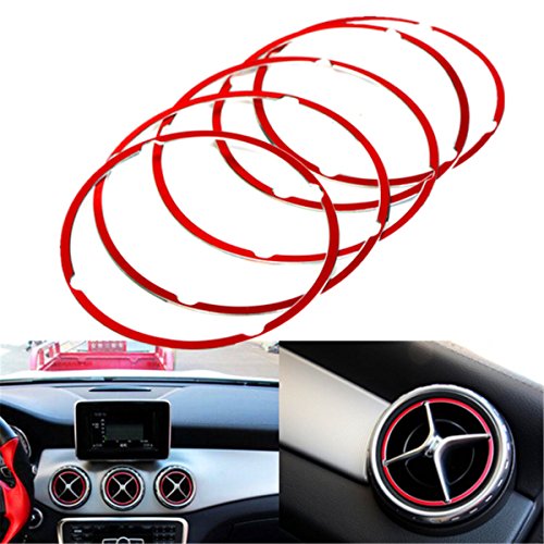 Alamor 5 Unids Red Air Vent Outlet Anillo Cubierta para Mercedes Benz Cla Gla180 200 220 260