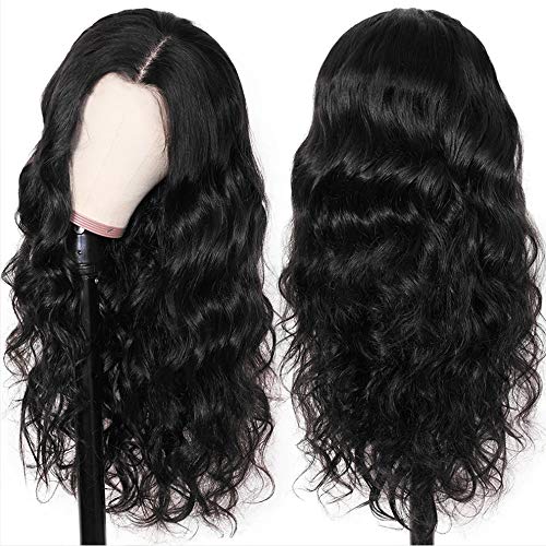 ALIPOP Pelucas mujer pelo natural humano pelucas cabello natural rizado negra larga T lace front wig human hair wig body wave peluca 20inch(50cm)