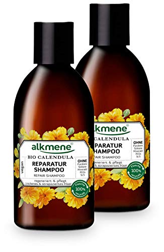 alkmene Champú reparador con caléndula orgánica - champu para cabello seco y dañado - Shampoo vegano sin silicona, parabenos ni SLS y SLES (2x 250 ml)