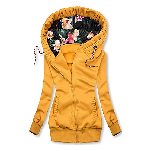 Alueeu Chaqueta para Mujer Moda Manga Larga con Cuello Redondo Estampado de Paisaje Jersey Informal de Primavera y Otoño Sudaderas con Cremallera Baratas Abrigo