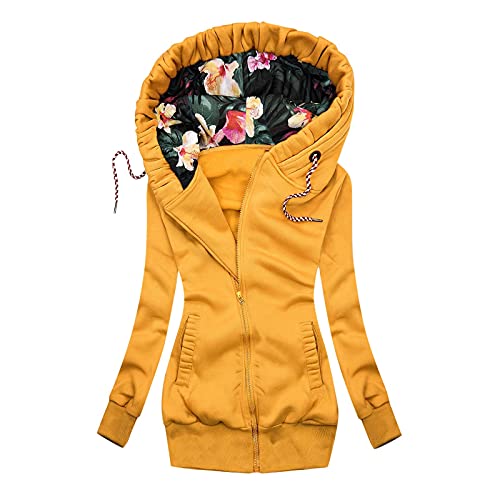 Alueeu Chaqueta para Mujer Moda Manga Larga con Cuello Redondo Estampado de Paisaje Jersey Informal de Primavera y Otoño Sudaderas con Cremallera Baratas Abrigo