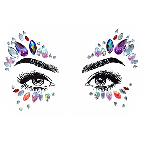 Amaza Face Gems Stickers, Tatuajes Temporales Pegatinas, Efecto Glitter, Fiestas, Espectáculos y Maquillaje (9 Piezas)