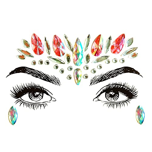 Amaza Face Gems Stickers, Tatuajes Temporales Pegatinas, Efecto Glitter, Fiestas, Espectáculos y Maquillaje (9 Piezas)