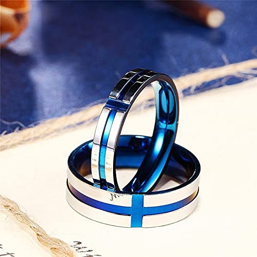 AmDxD Alianza para boda, azul, acero inoxidable, anillo vintage, W56.5 & M54, Acero inoxidable, Sin piedras preciosas,