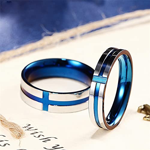 AmDxD Alianza para boda, azul, acero inoxidable, anillo vintage, W56.5 & M54, Acero inoxidable, Sin piedras preciosas,