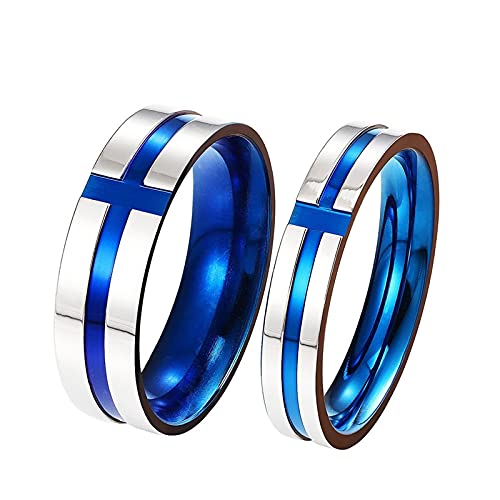 AmDxD Alianza para boda, azul, acero inoxidable, anillo vintage, W56.5 & M54, Acero inoxidable, Sin piedras preciosas,