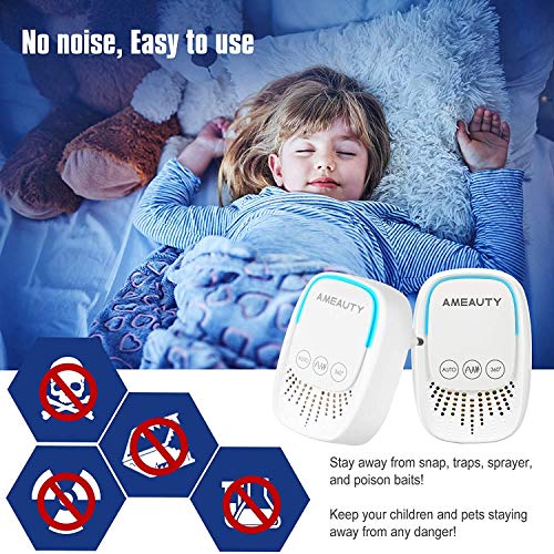 Ameauty Repelente Ultrasónico Mosquitos Control de Plagas para Las Moscas, Cucarachas, Arañas, Hormigas Insectos Antimosquitos Eléctrico Extra para Interiores (2 Packs)