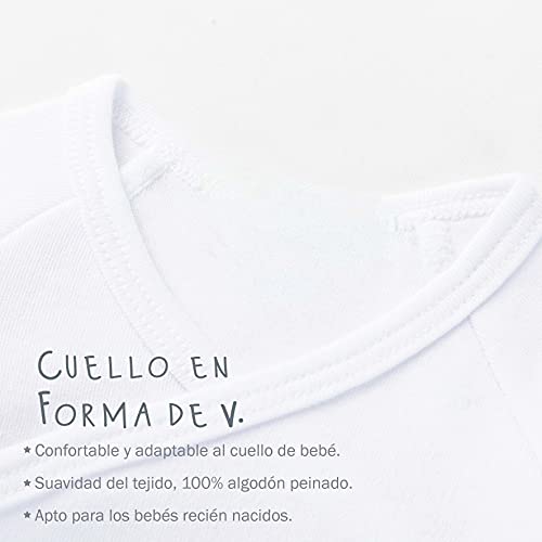 Amomí Body para Bebé, Pack de 2 unidades, Manga Larga, 100% algodón, Suave Bodies con Botones de Presión, Color Blanco y Crudo (0 Mes, I Love Papa, Mama A21044)